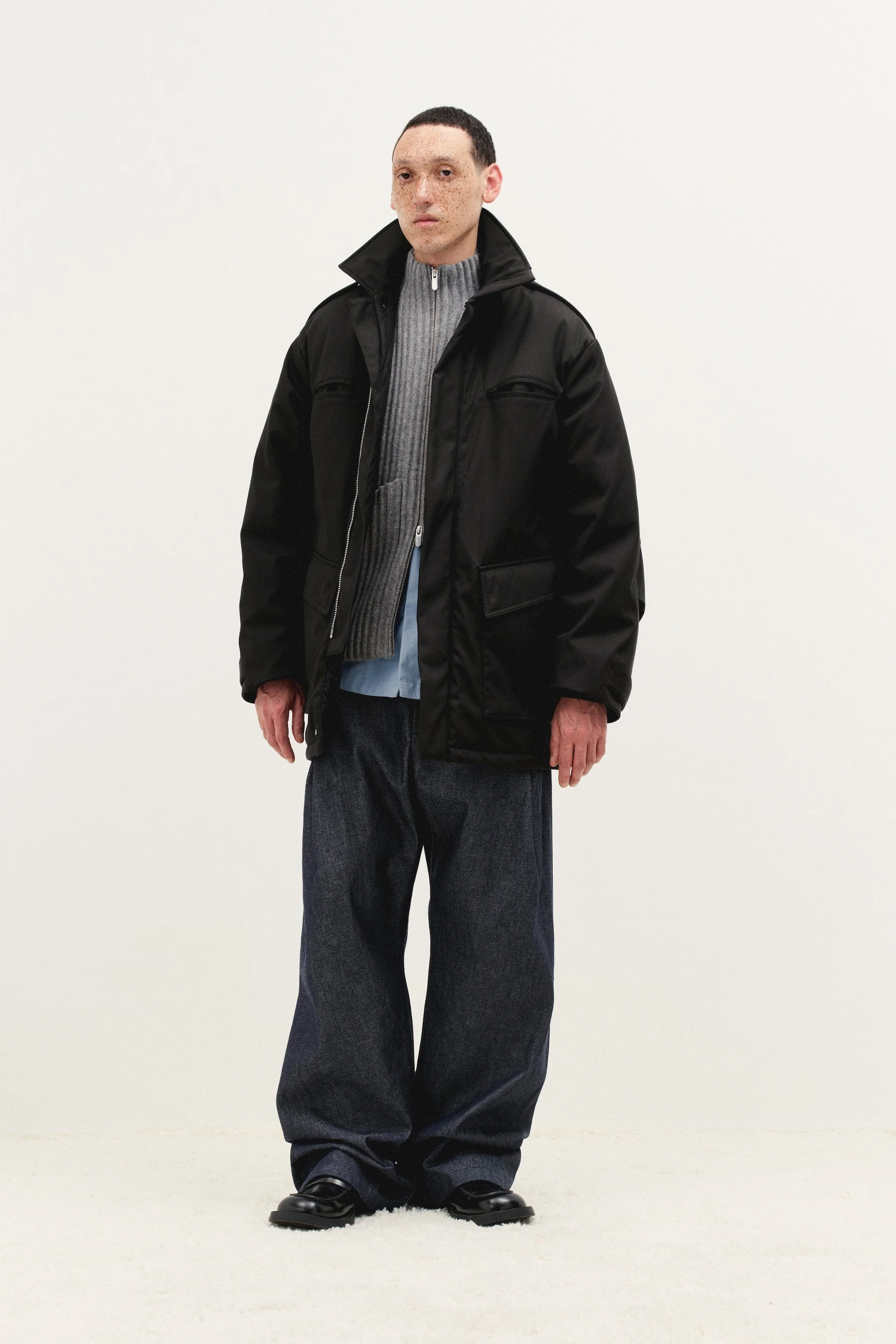 Globe Rib Knit Cardigan in Rhino - Image 3